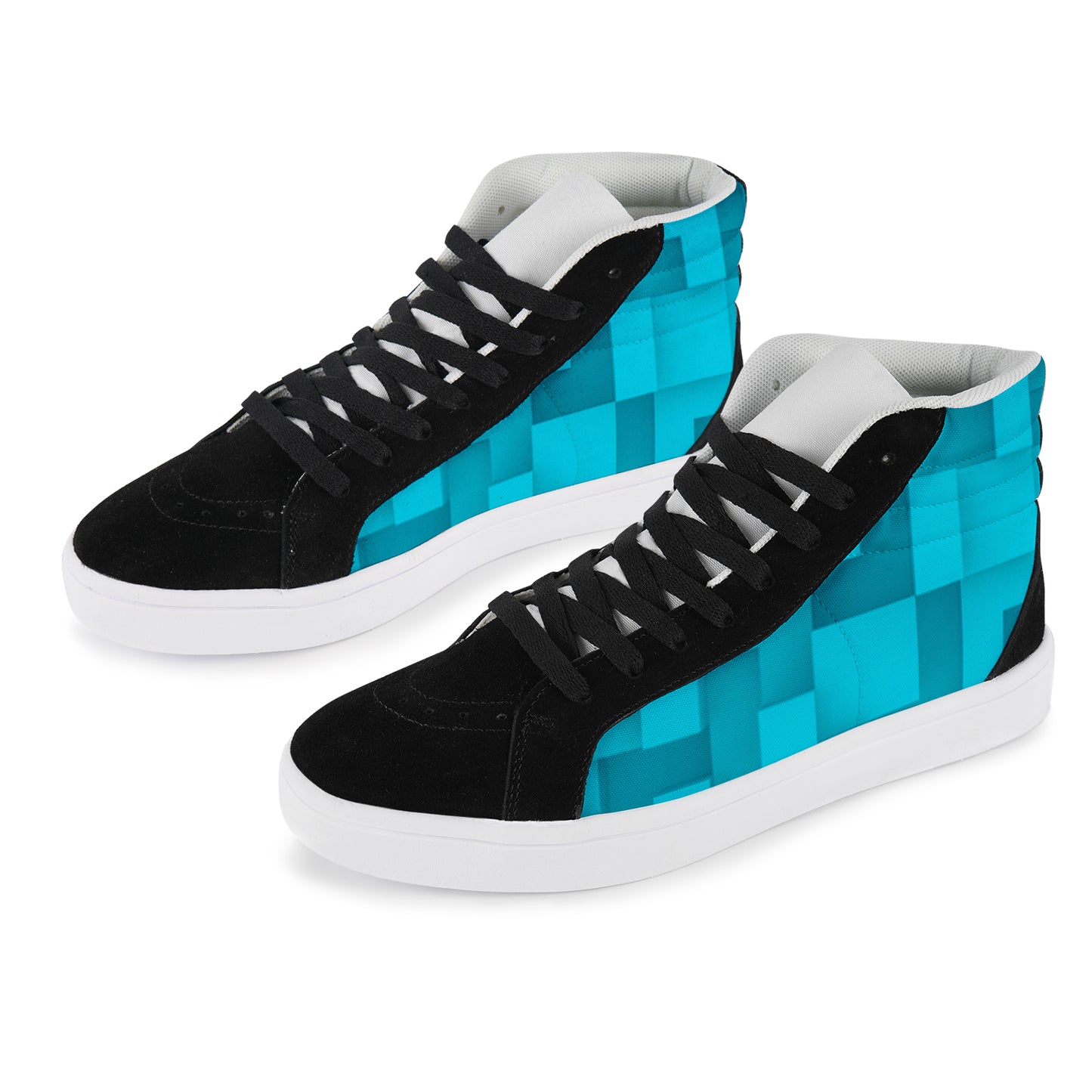 Women's High Tops - Turquoise Cubes