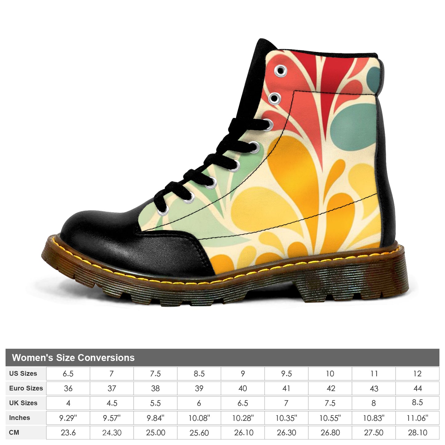 Winter Round Toe Women's Boots - Retro Floral