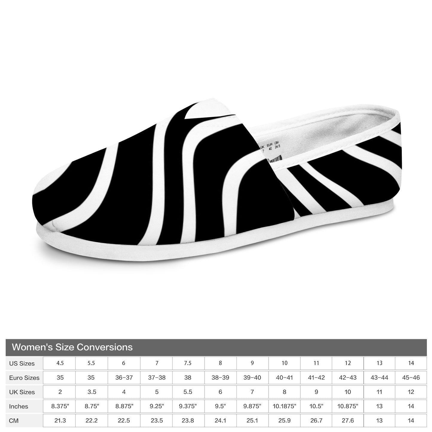 Casual Canvas Women's Shoes - Black/White Waves