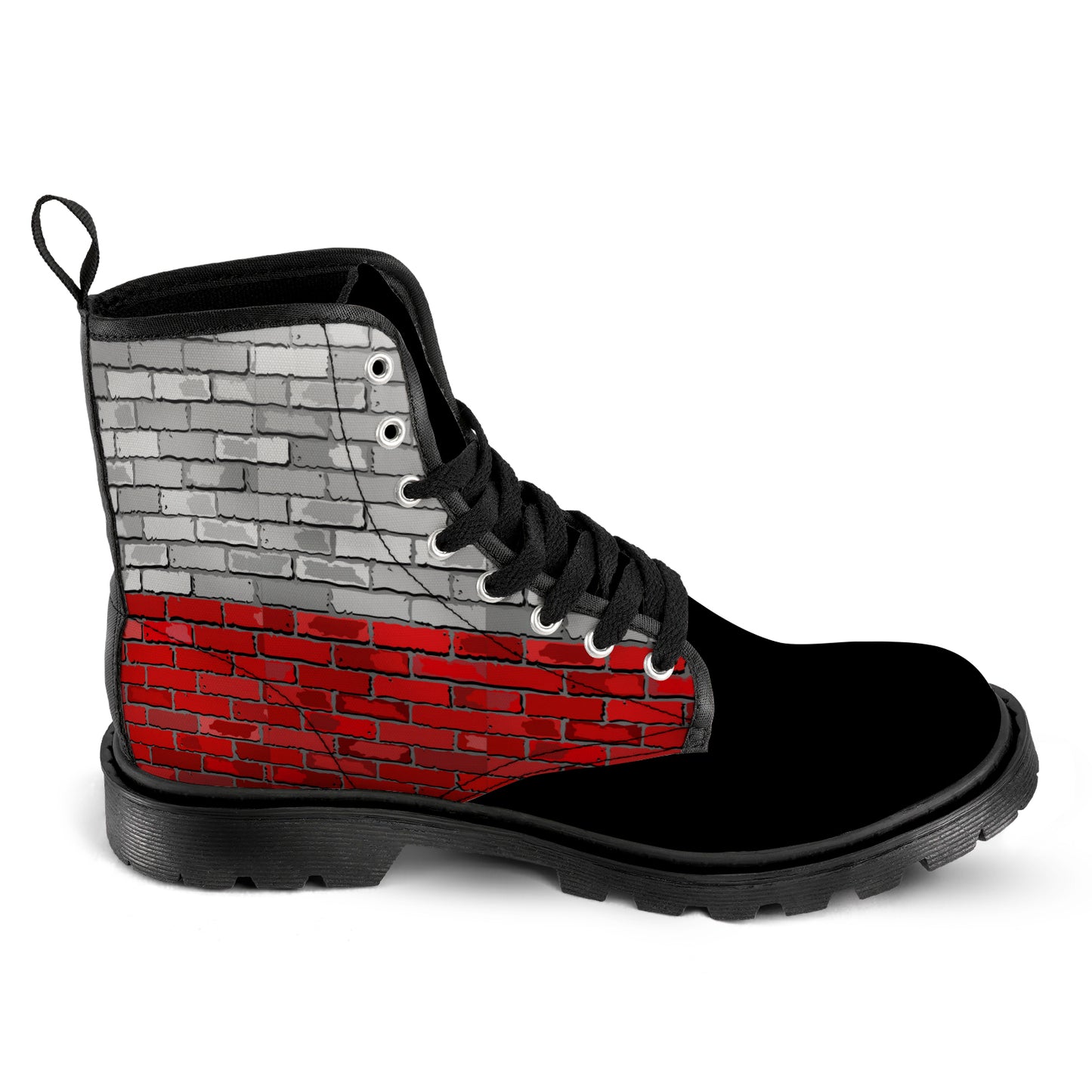 Men's Lace Up Canvas Boots - Red/Grey Brick