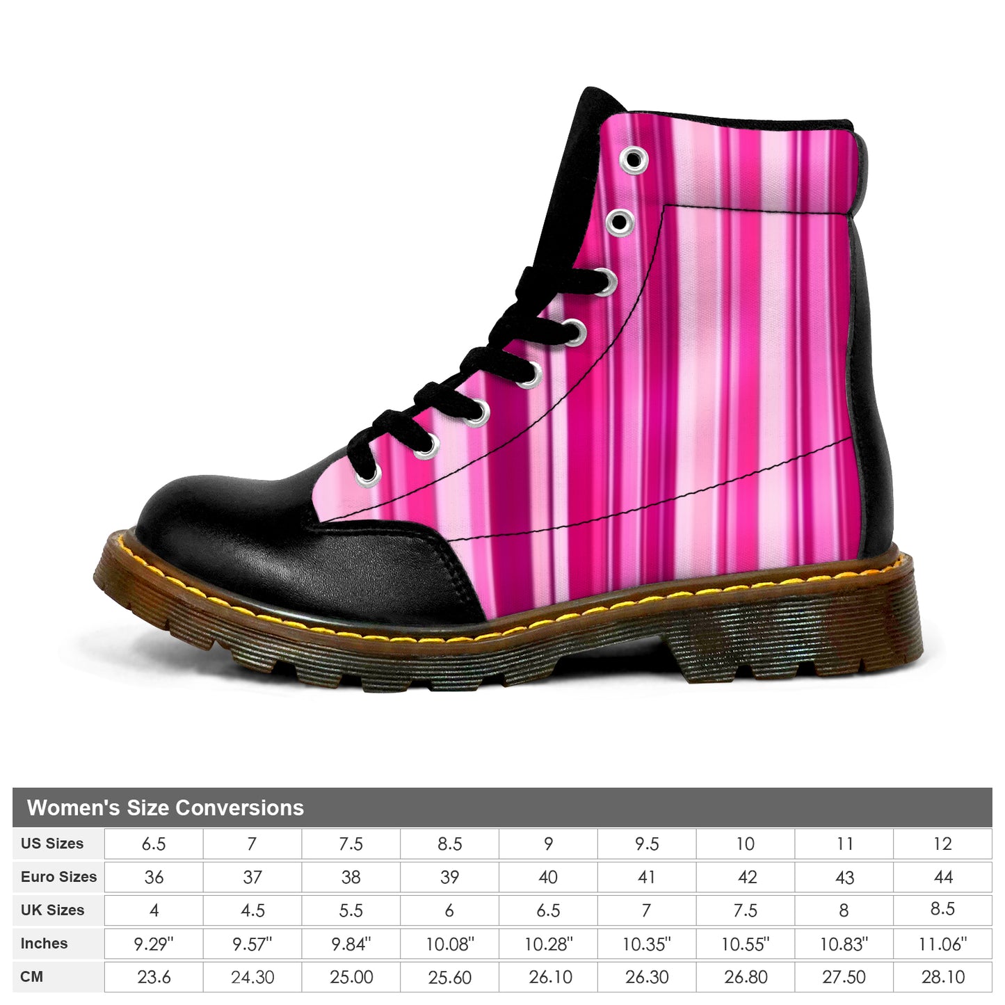 Winter Round Toe Women's Boots - Pink Stripes