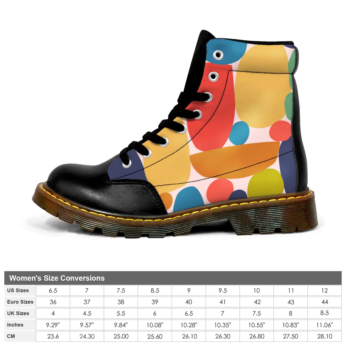 Winter Round Toe Women's Boots - Geometric Colors