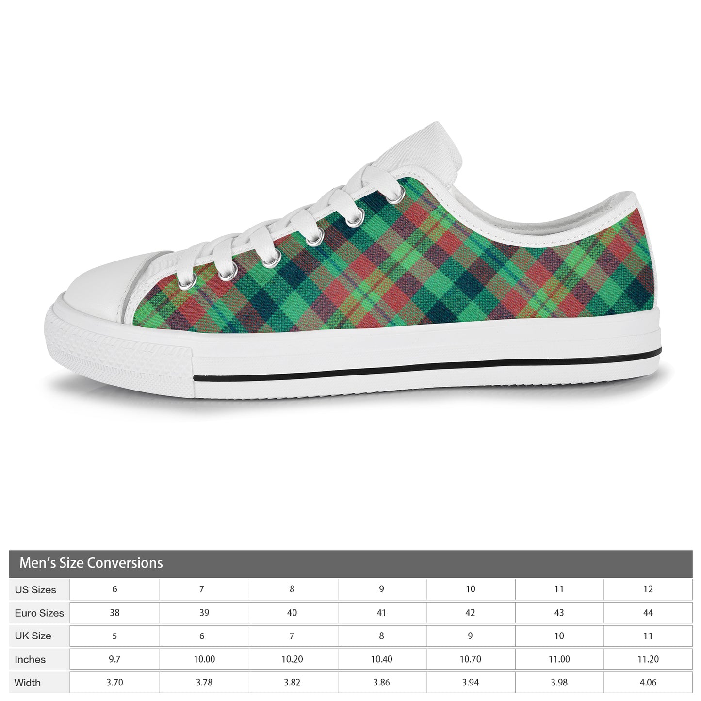 Men's Canvas Sneakers - Green Plaid