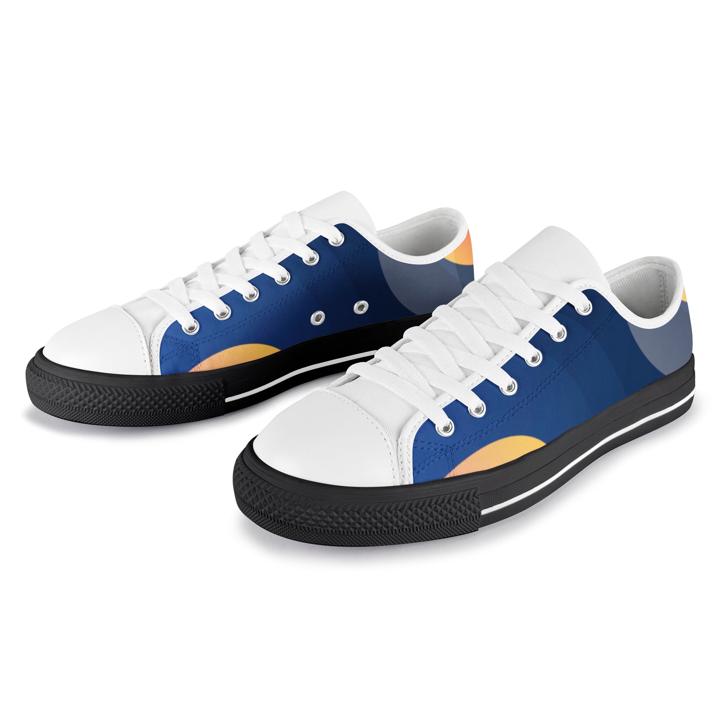 Men's Canvas Sneakers - Blue/Orange Combo