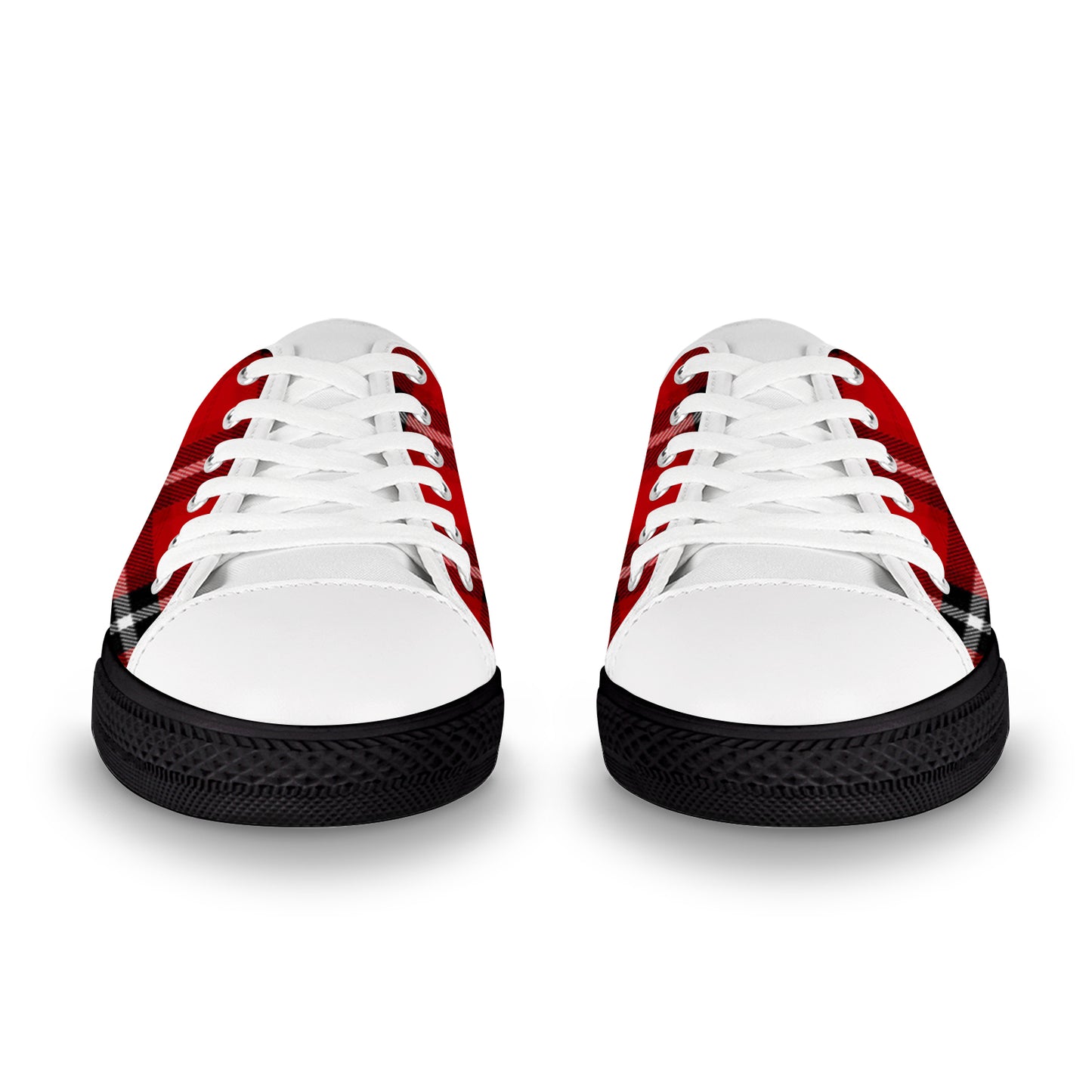 Men's Canvas Sneakers - Red Plaid