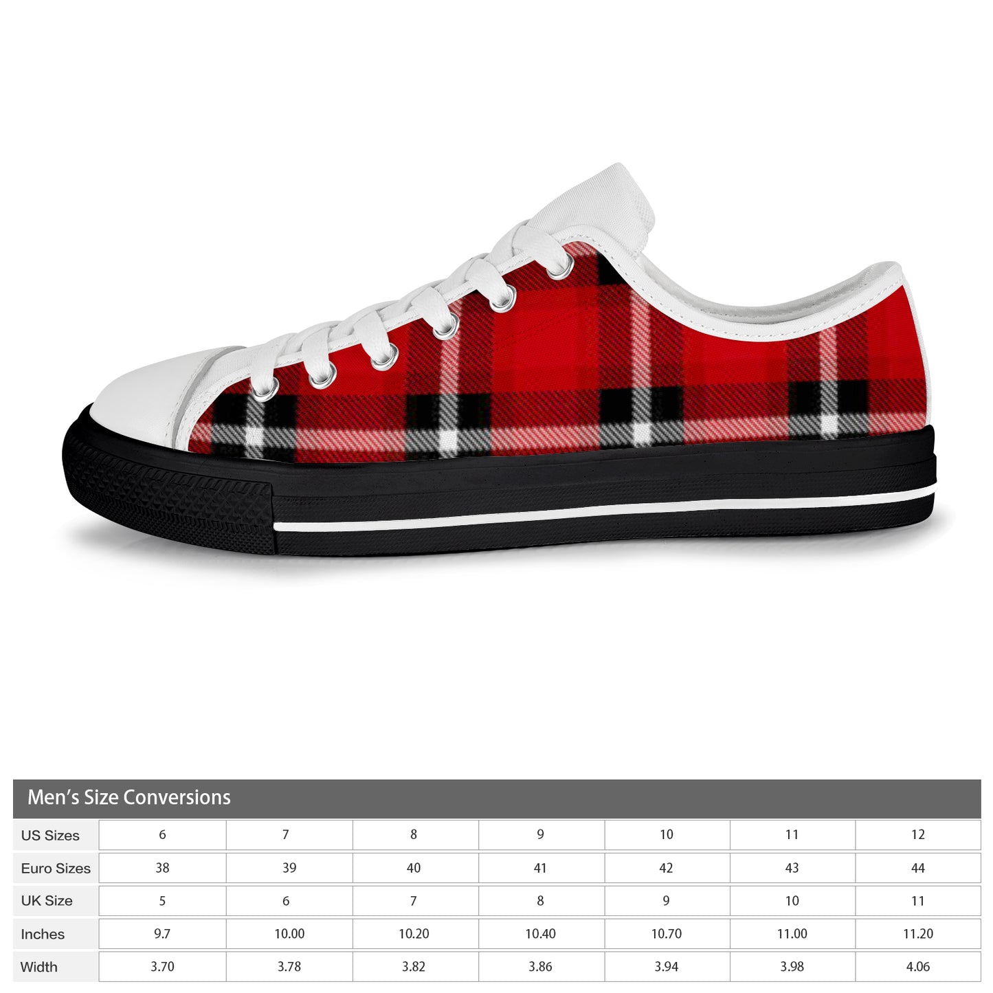 Men's Canvas Sneakers - Red Plaid