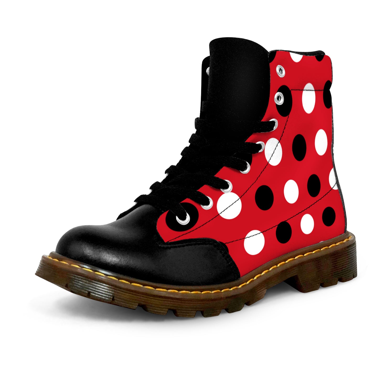 Winter Round Toe Women's Boots - Red Polka Dot