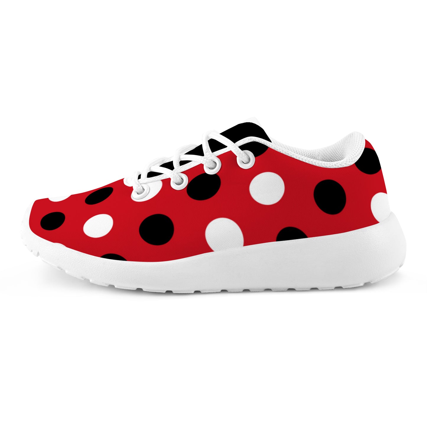 Kid's Sneakers - Red/White/Black Polkadots