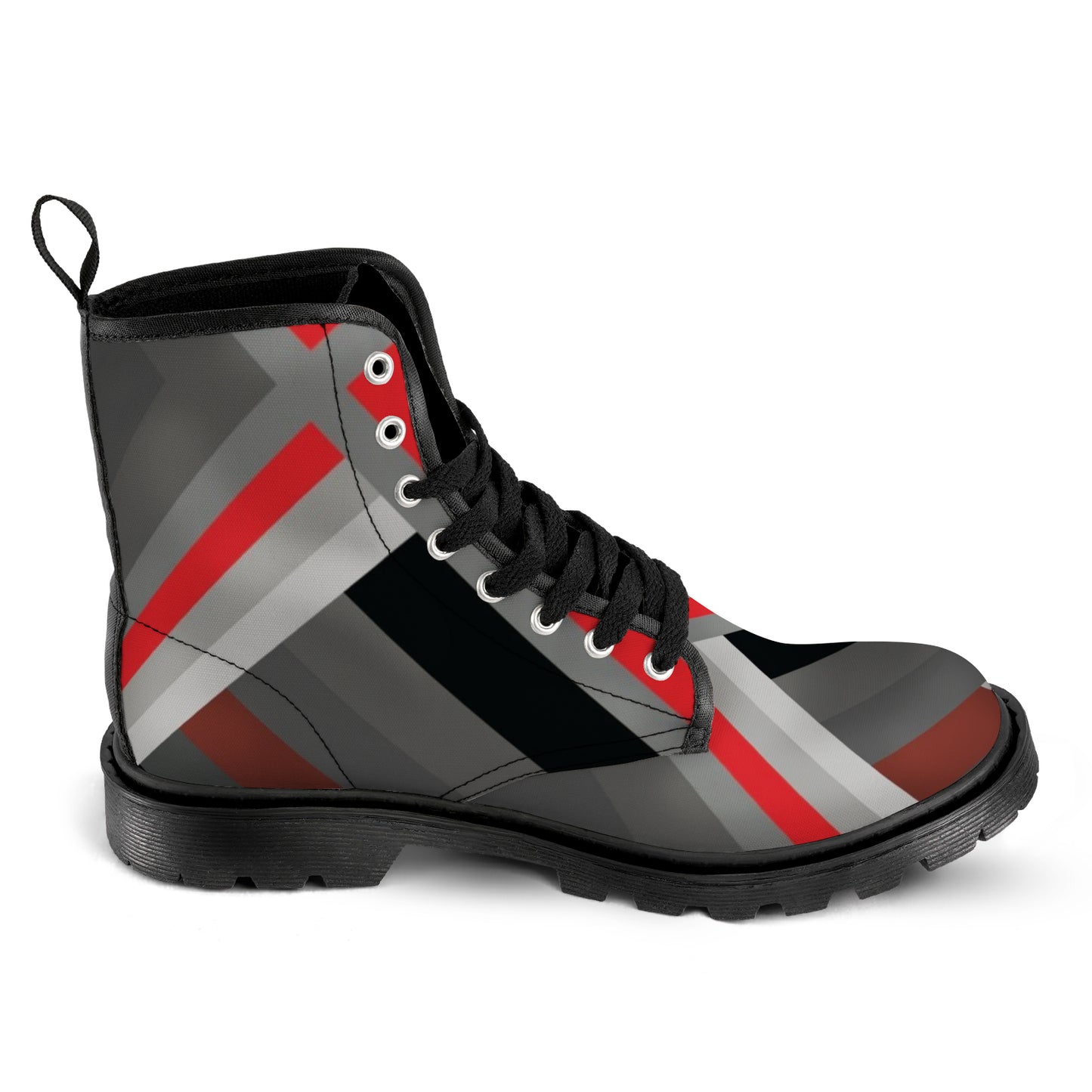 Men's Lace Up Canvas Boots - Black/Red/Grey