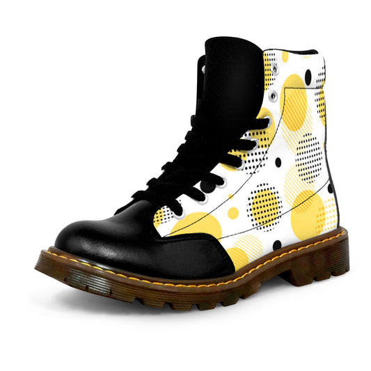 Winter Round Toe Women's Boots - Yellow/Black Circles