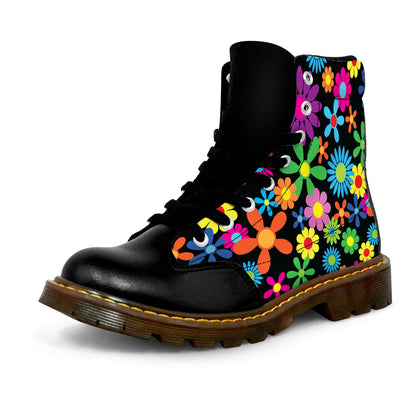 Winter Round Toe Women's Boots - Floral
