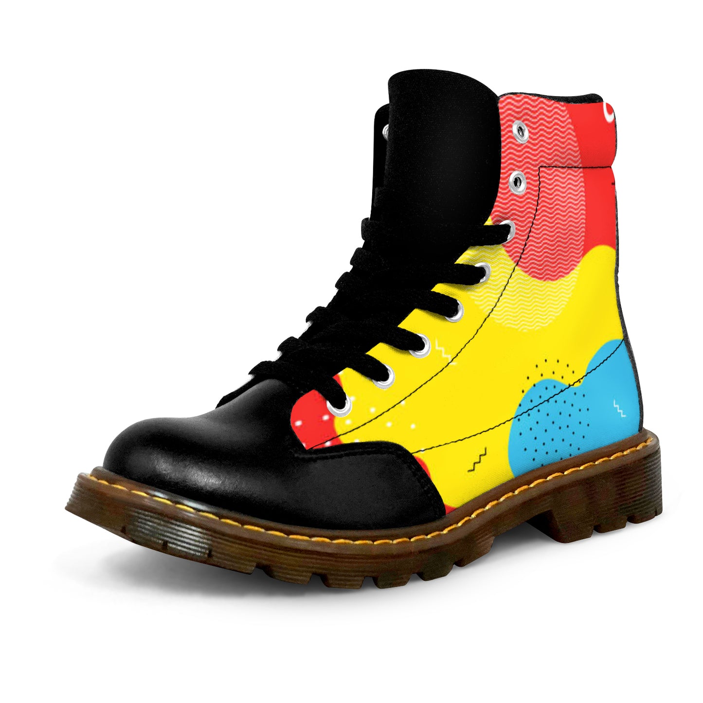 Winter Round Toe Women's Boots - Yellow/Blue/Red