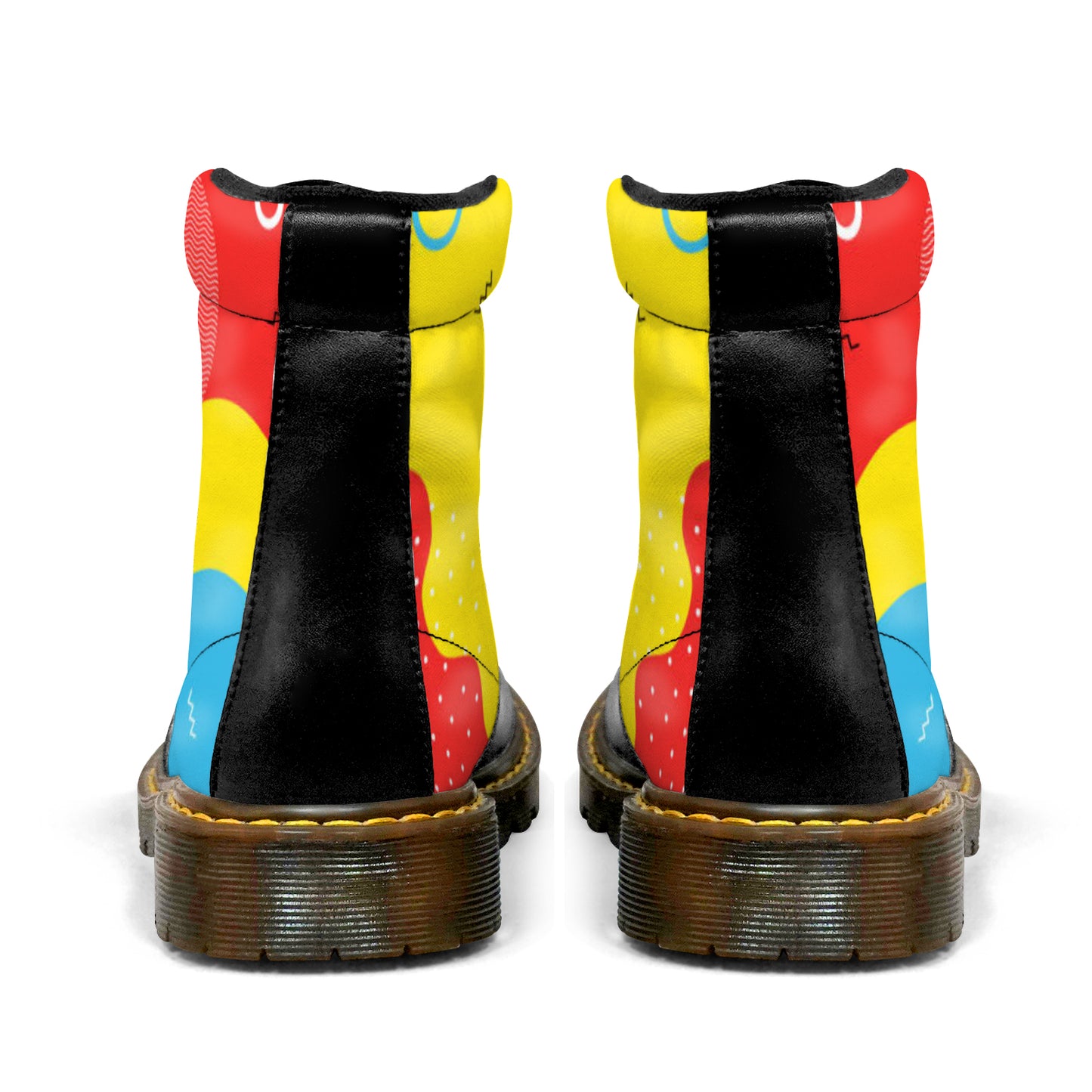Winter Round Toe Women's Boots - Yellow/Blue/Red