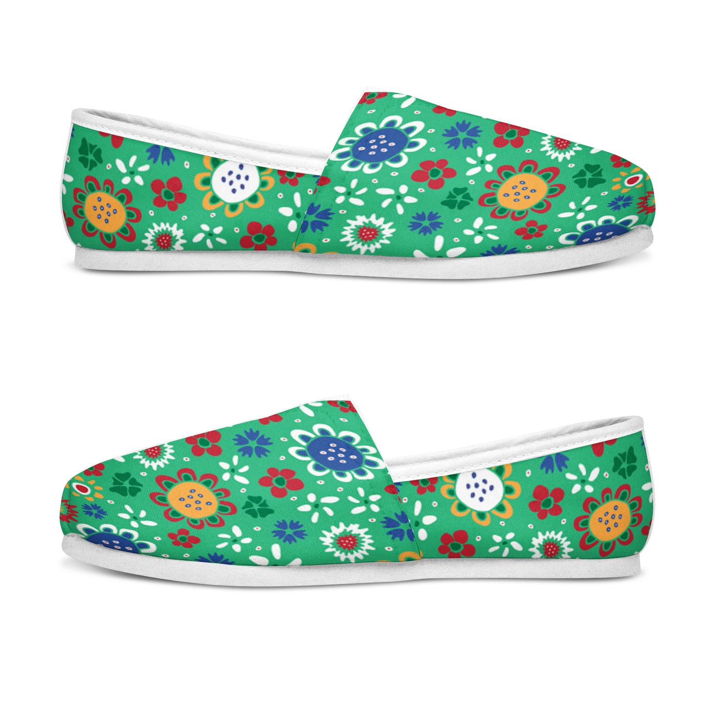 Casual Canvas Women's Shoes - Green Floral