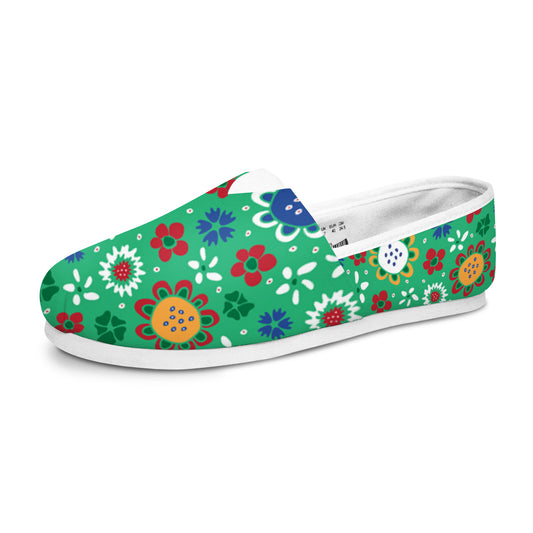 Casual Canvas Women's Shoes - Green Floral