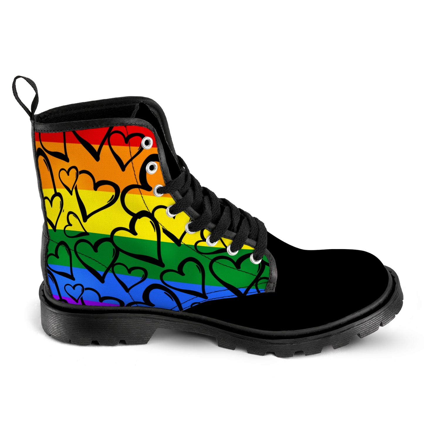 Men's Lace Up Boots - Rainbow Hearts