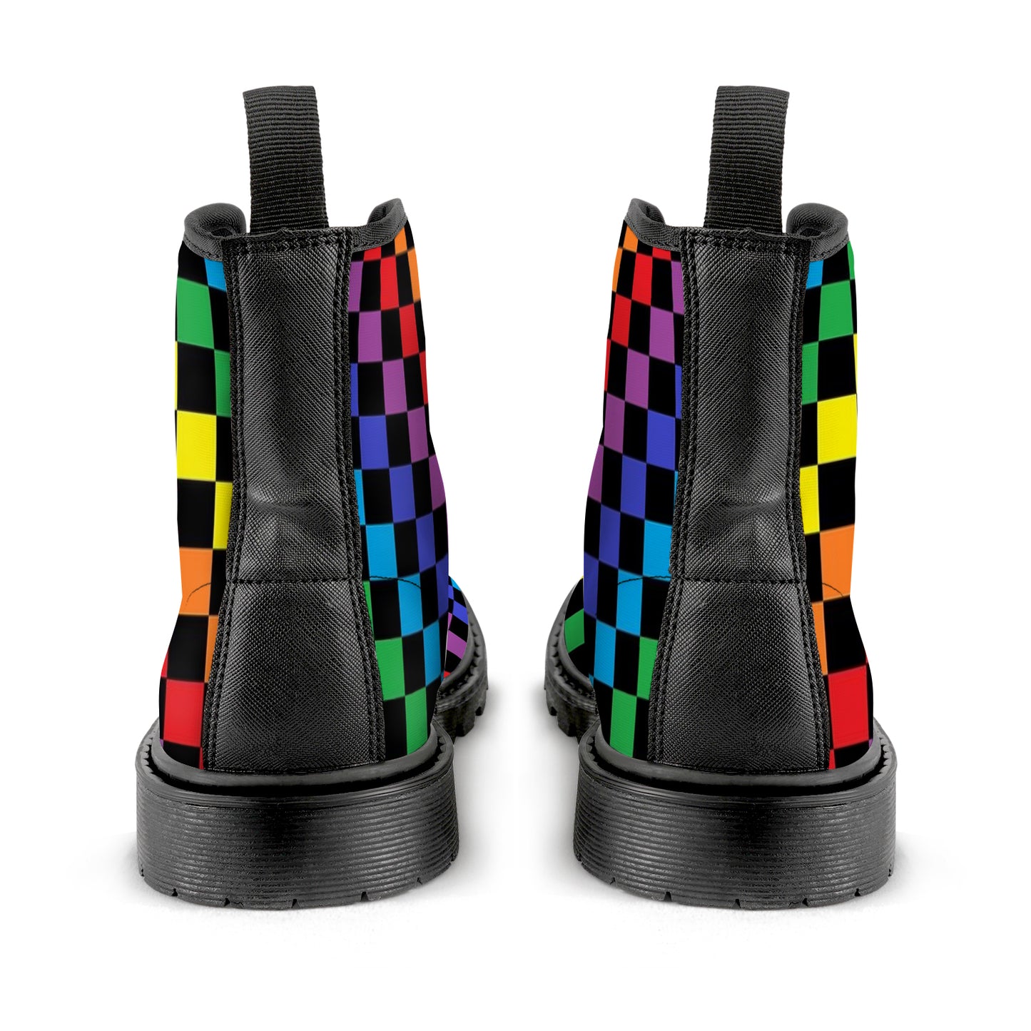 Men's Lace Up Boots - Rainbow Checkered