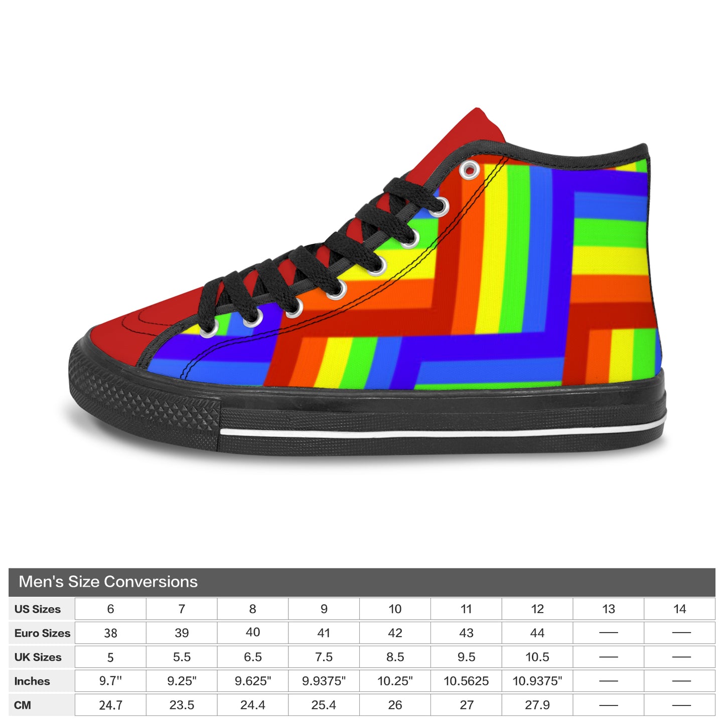 Vancouver High Top Canvas Men's Shoes - Red/Rainbow