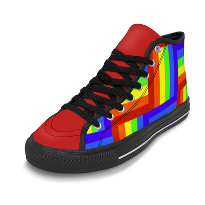 Vancouver High Top Canvas Men's Shoes - Red/Rainbow