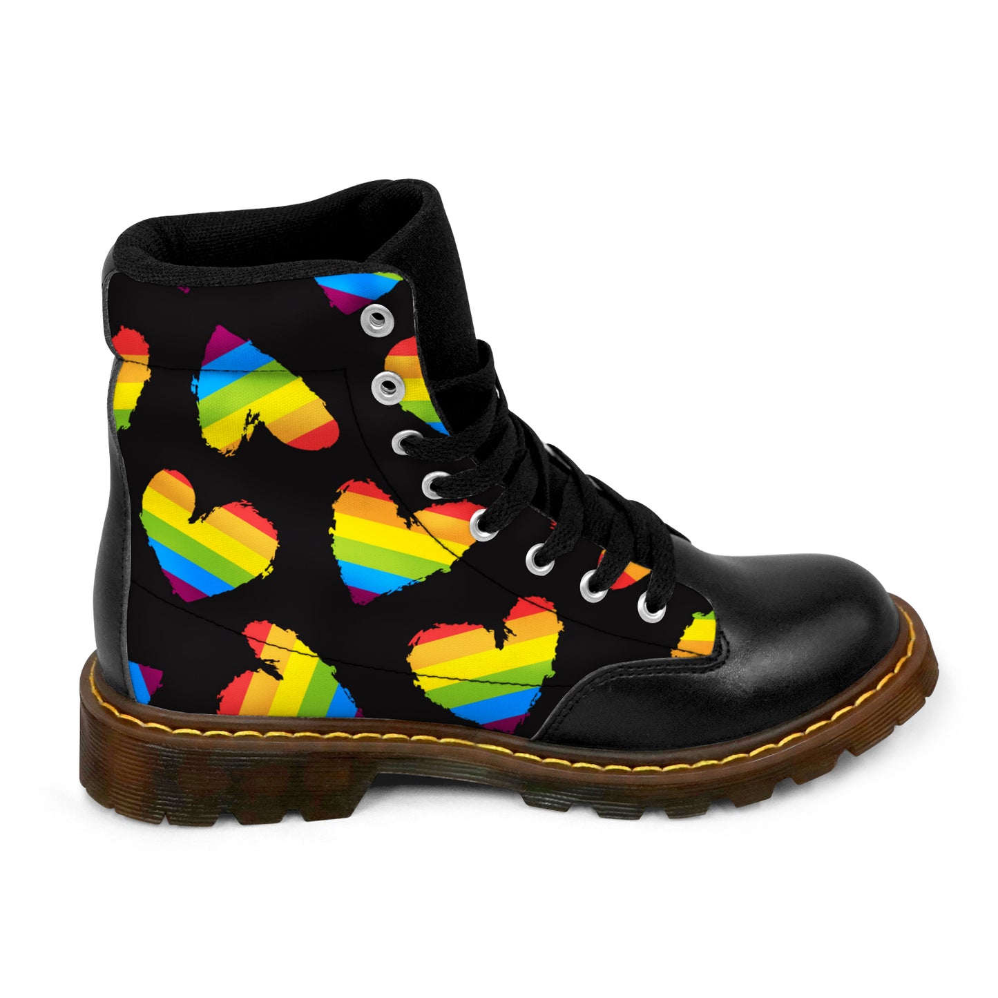 Winter Round Toe Women's Boots  - Black with rainbows