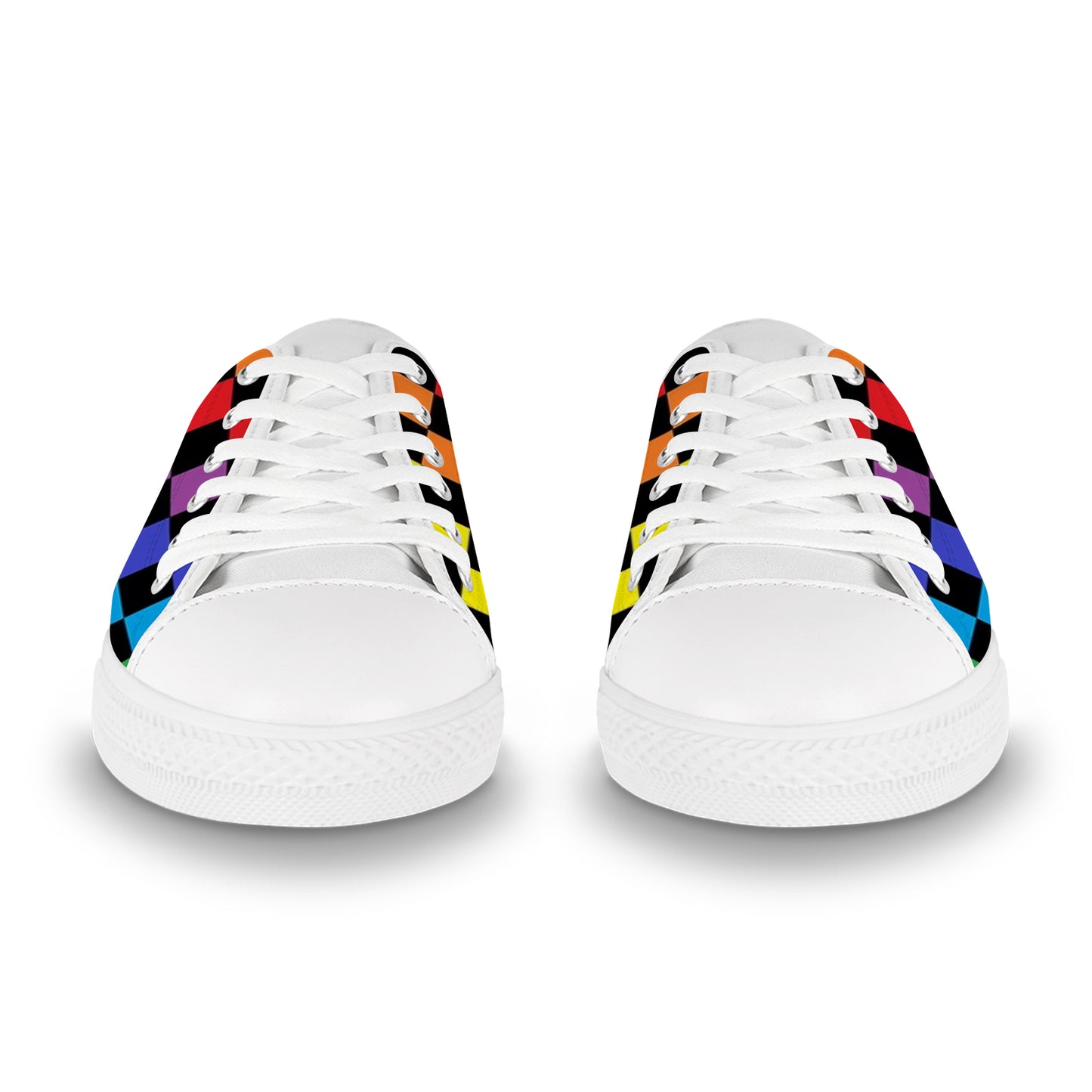 Women's Canvas Sneakers - Rainbow Checkered