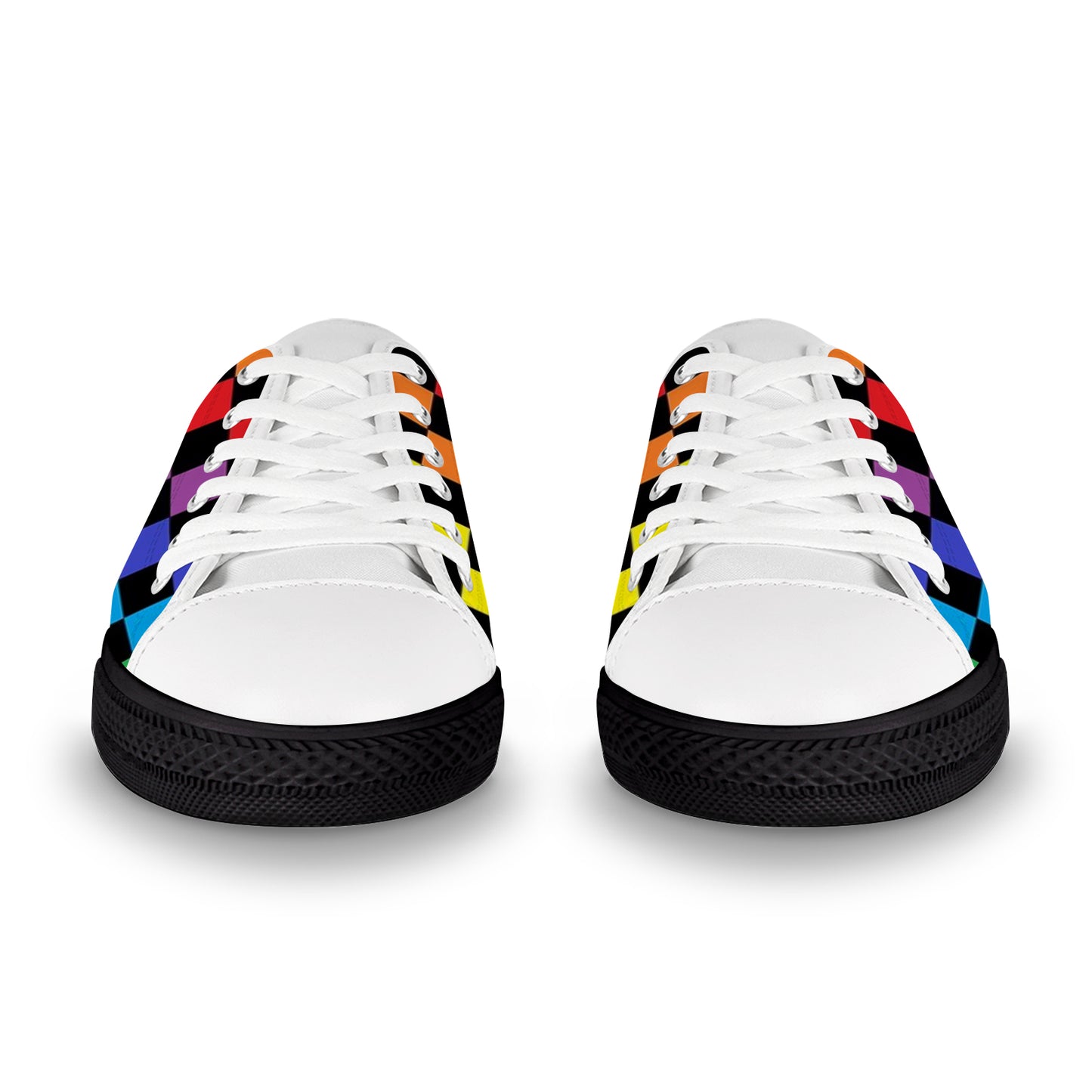 Women's Canvas Sneakers - Rainbow Checkered