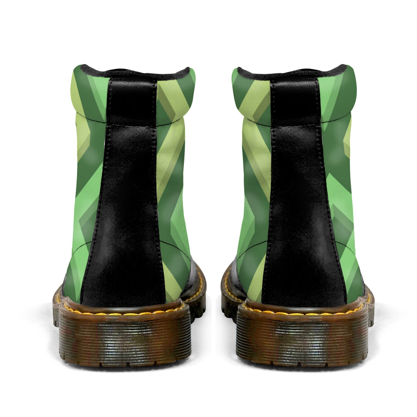 Winter Round Toe Women's Boots - Green Cubes
