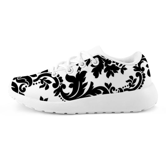 Kid's Sneakers - Black/White Floral