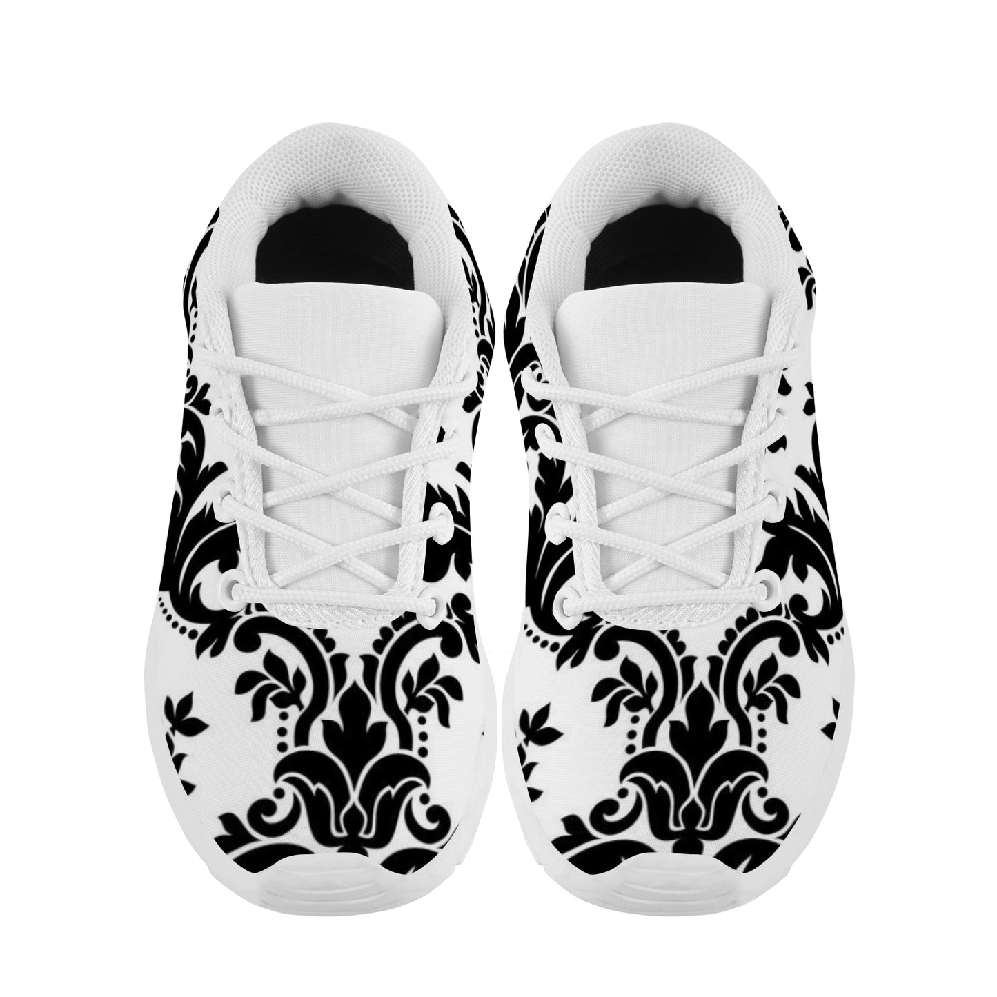 Kid's Sneakers - Black/White Floral
