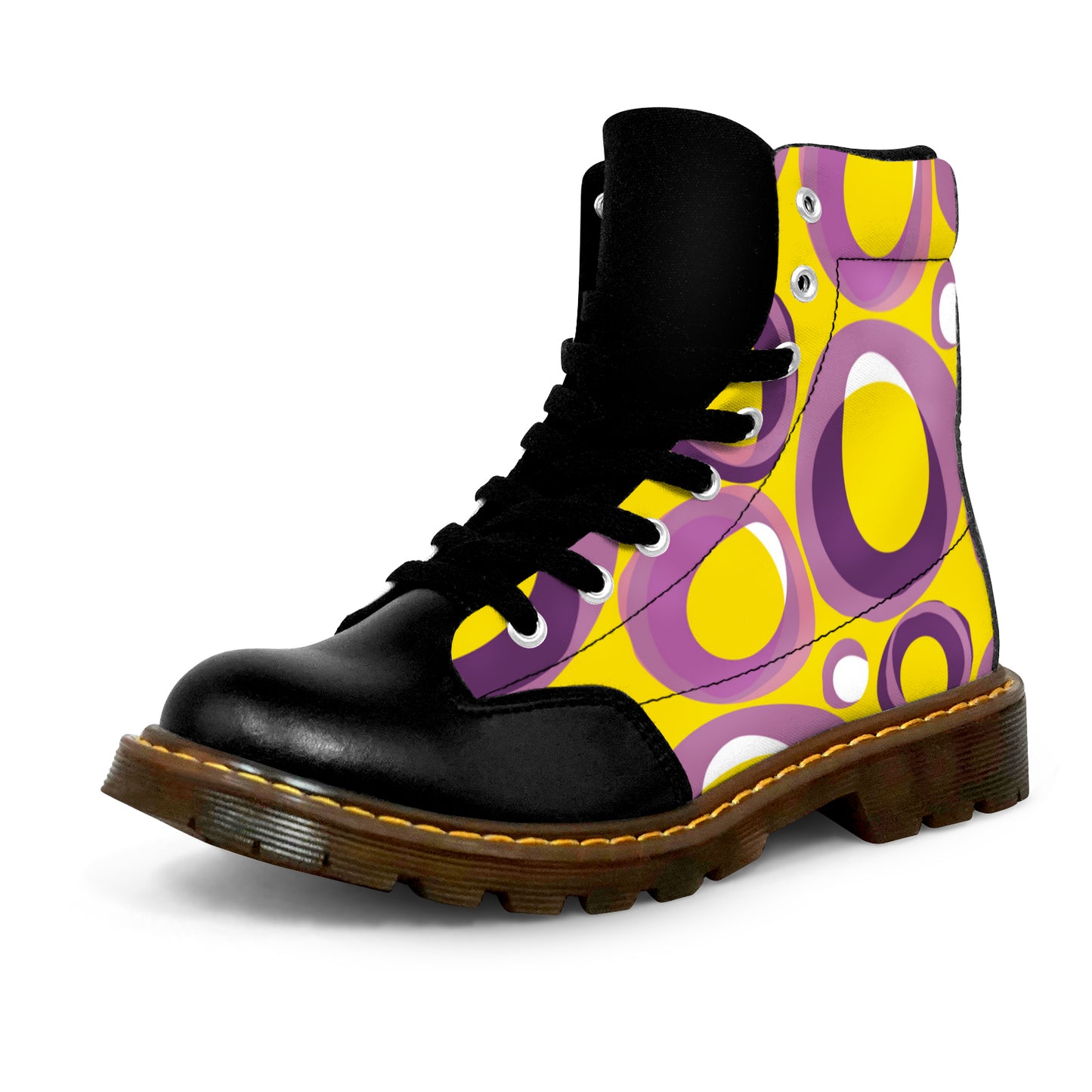 Winter Round Toe Women's Boots - Retro (Purple & Yellow)