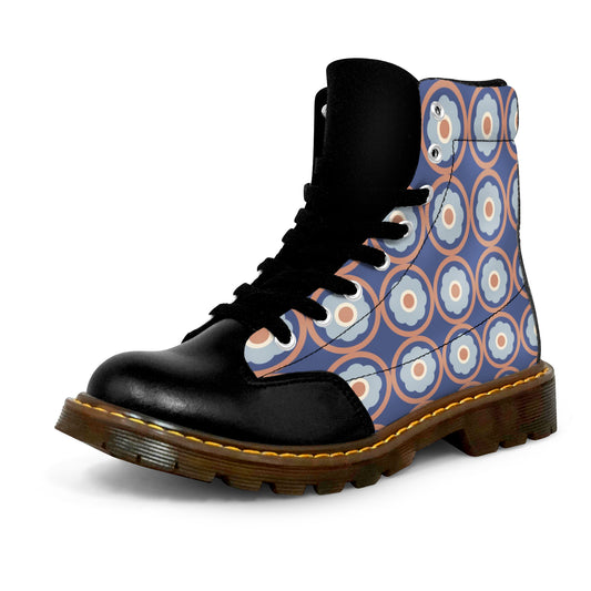Winter Round Toe Women's Boots - Blue Retro