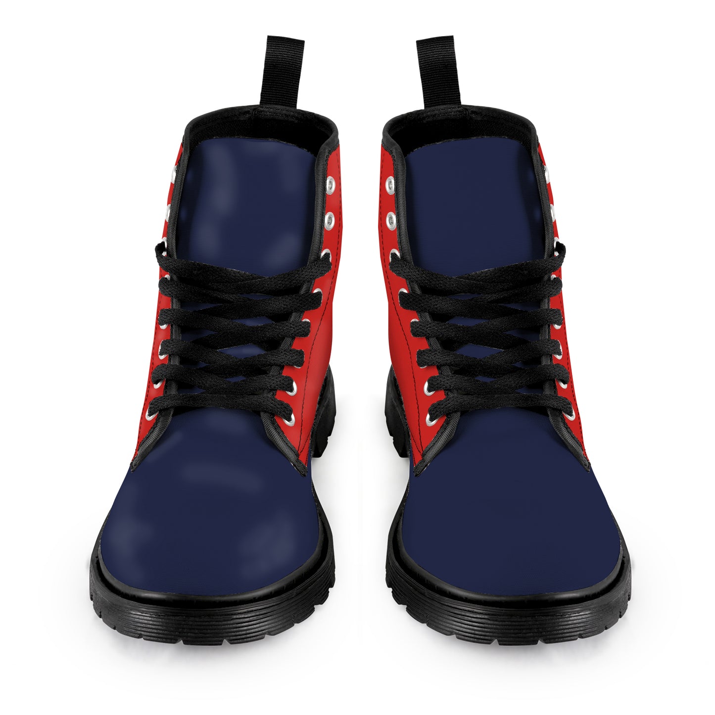 Men's Lace Up Canvas Boots - Red/Navy Combo