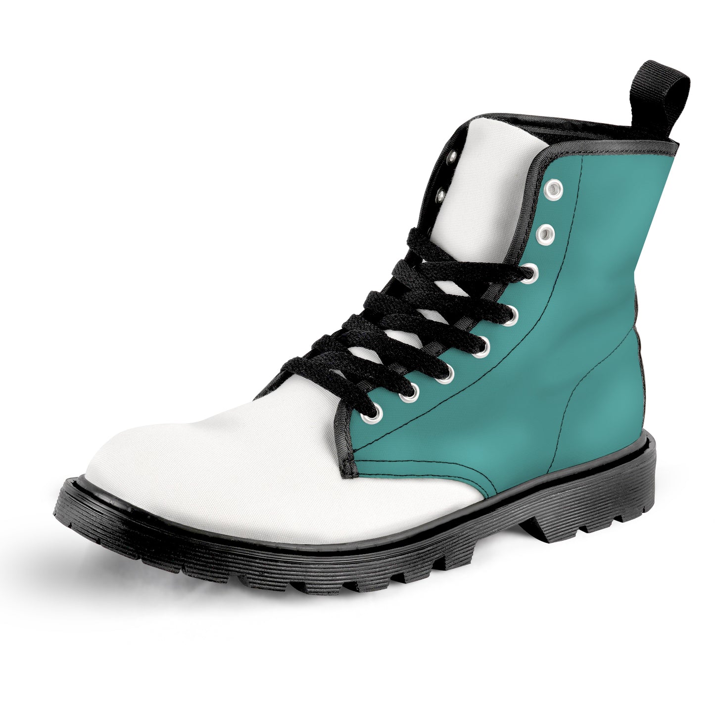 Men's Lace Up Canvas Boots - Turquoise/White Combo
