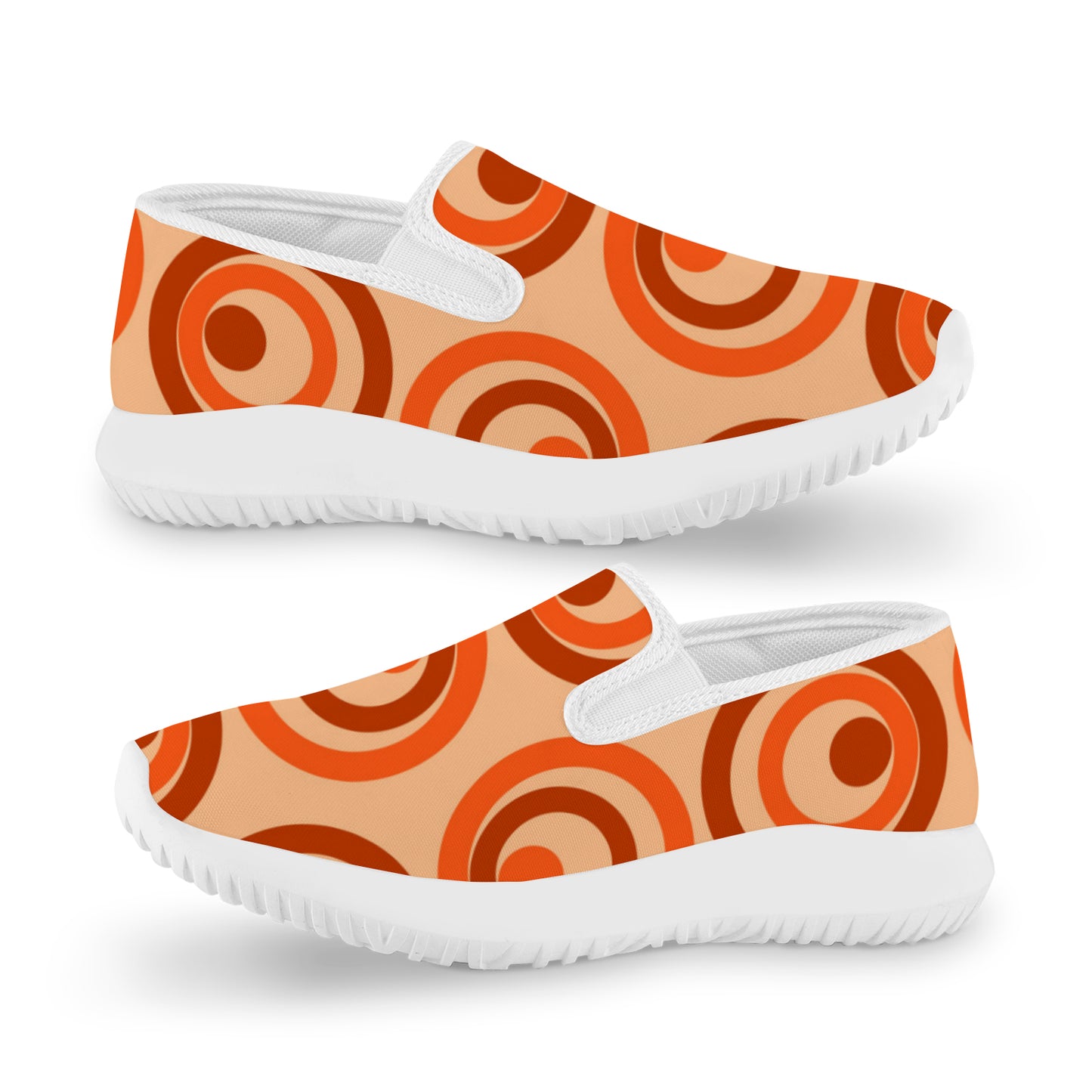 Women's Slip-on Sneakers - Orange Circles