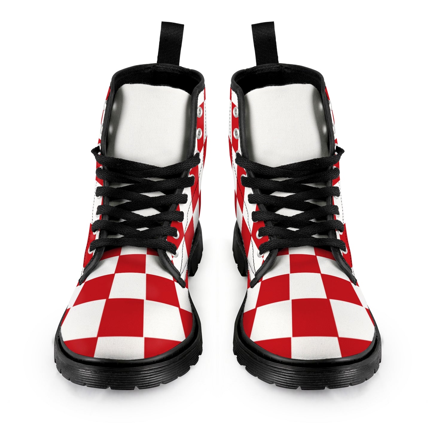 Men's Lace Up Canvas Boots - Red Checkers