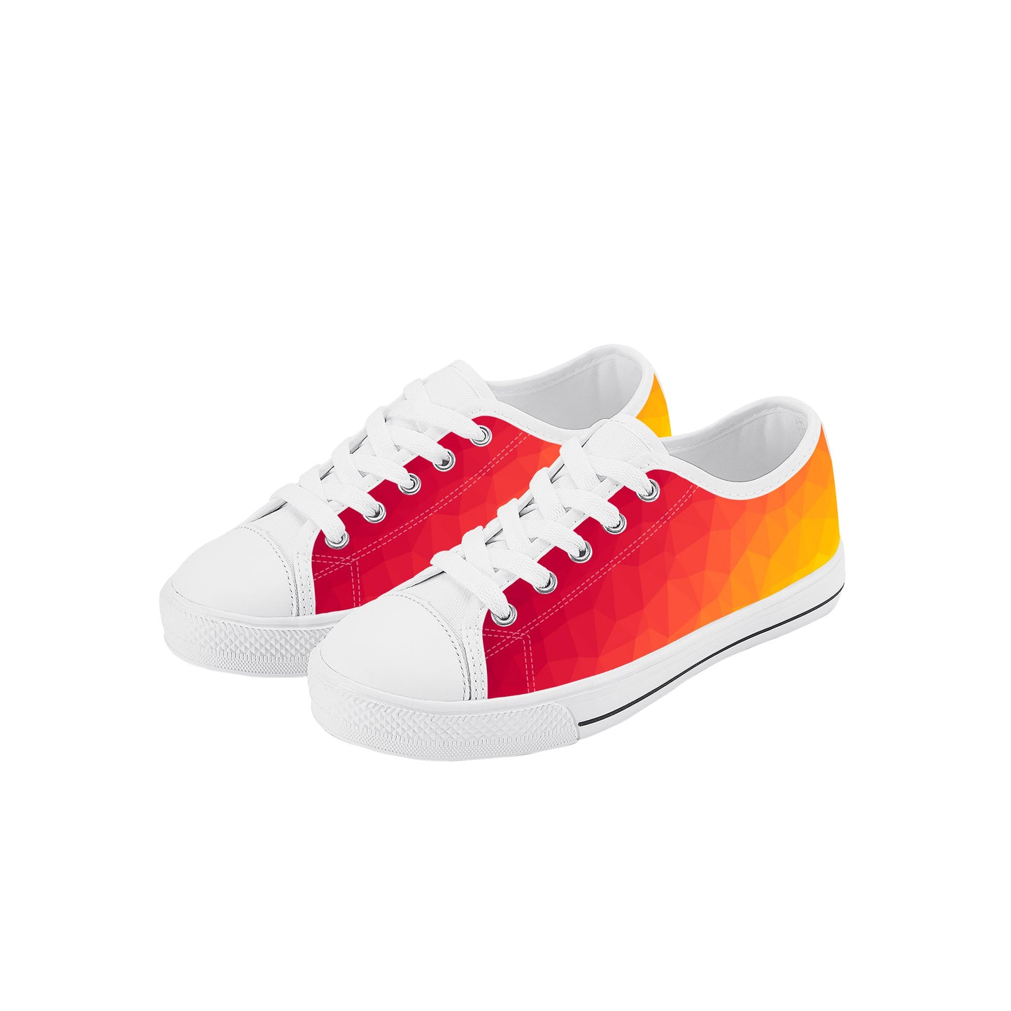 Kids Low Top Canvas Sneakers - Orange/Red