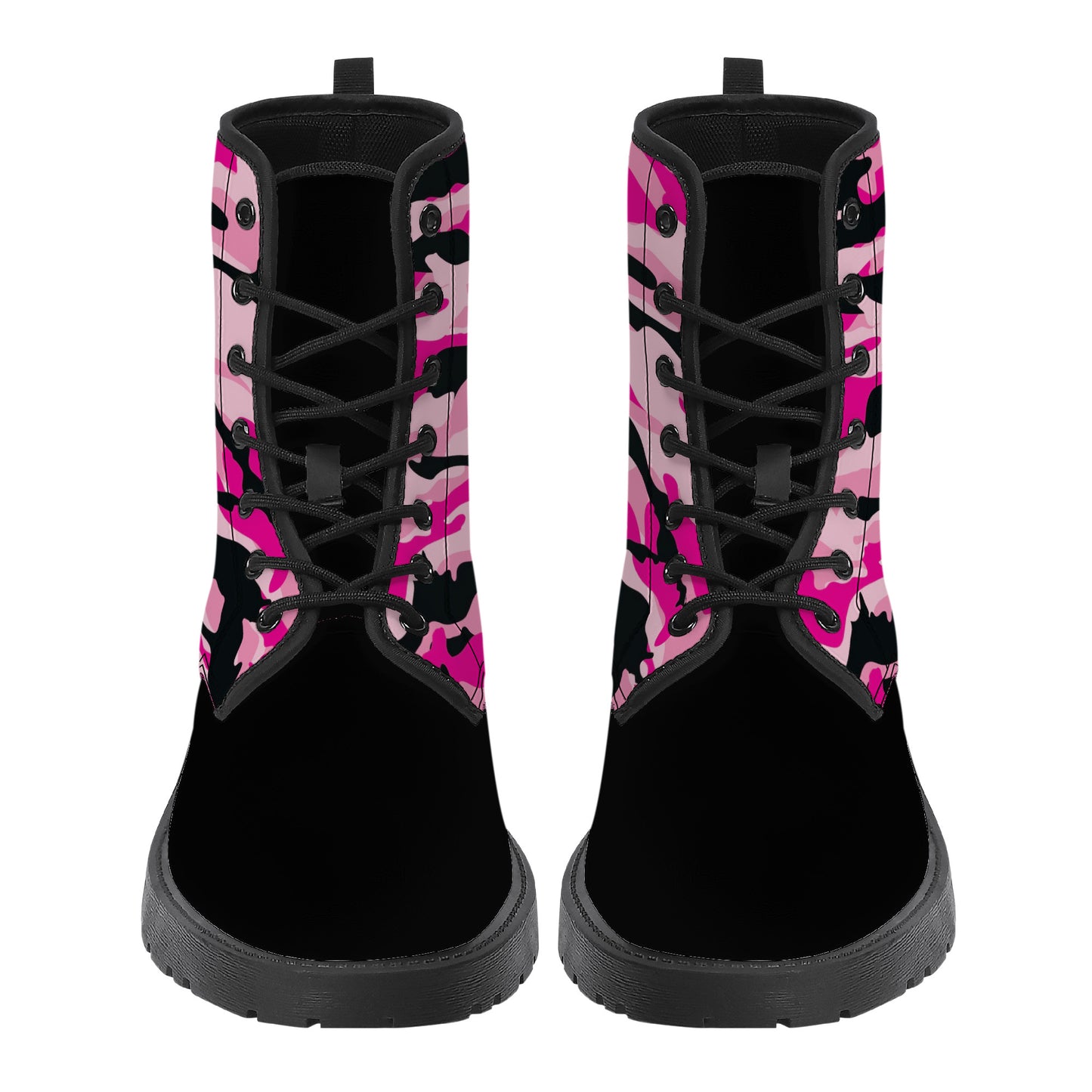 Unisex - Synthetic Leather Boots - Pink Camoflauge
