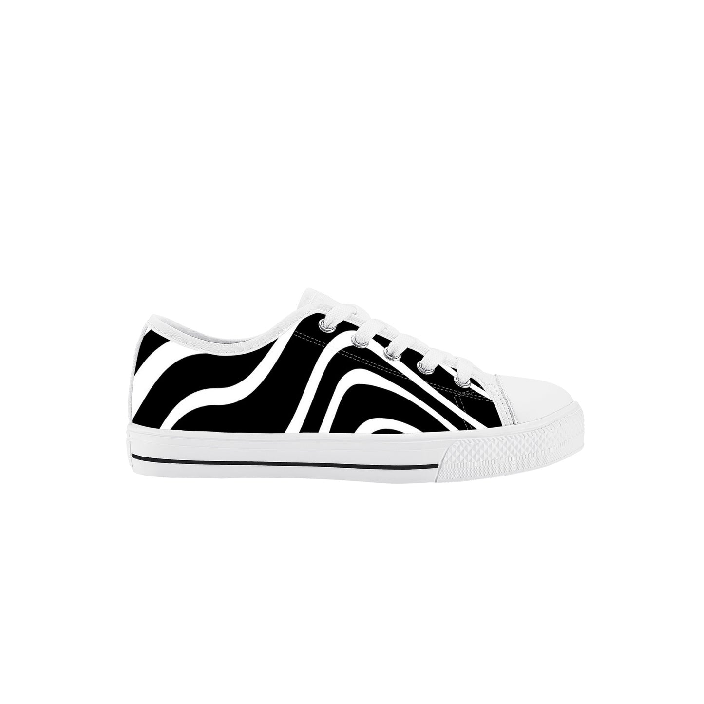Kids Low Top Canvas Sneakers - Black/White