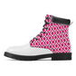 Unisex Synthetic Leather Boots With Cuff - Pink Triangles