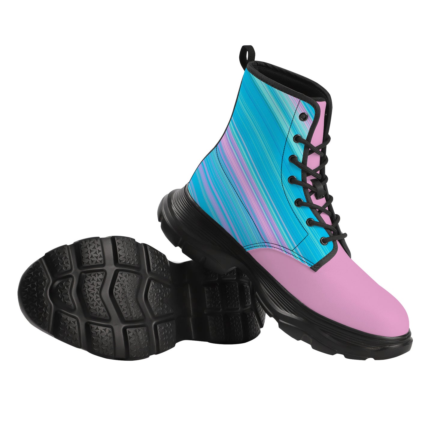 Unisex Chunky Boots - Blue/Pink