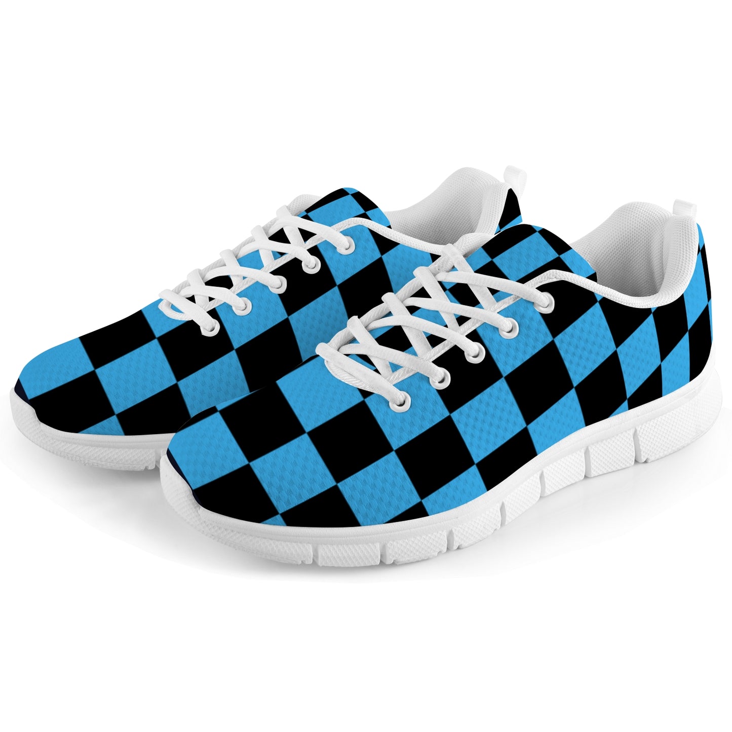 Men's Breathable Sneakers - Blue/Black Checkers