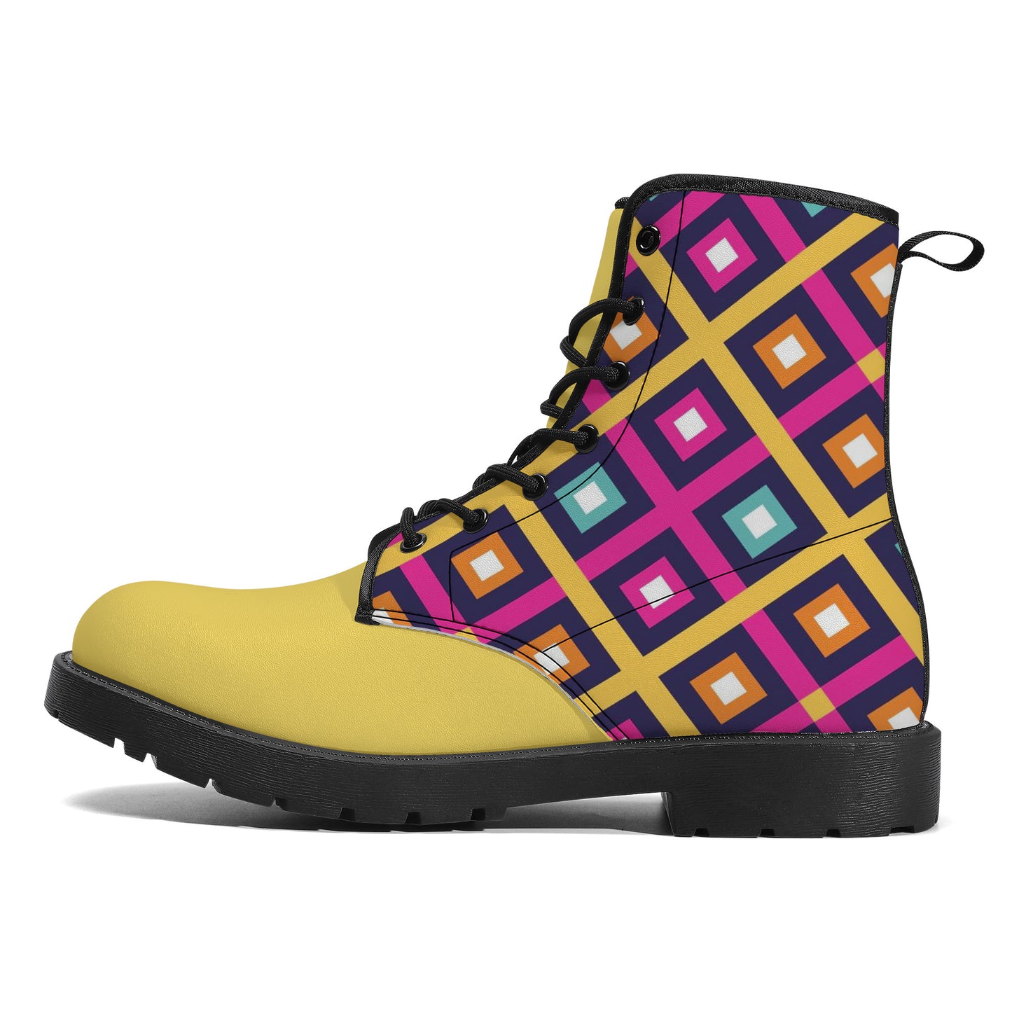 Unisex Synthetic Leather Boots - Geometric