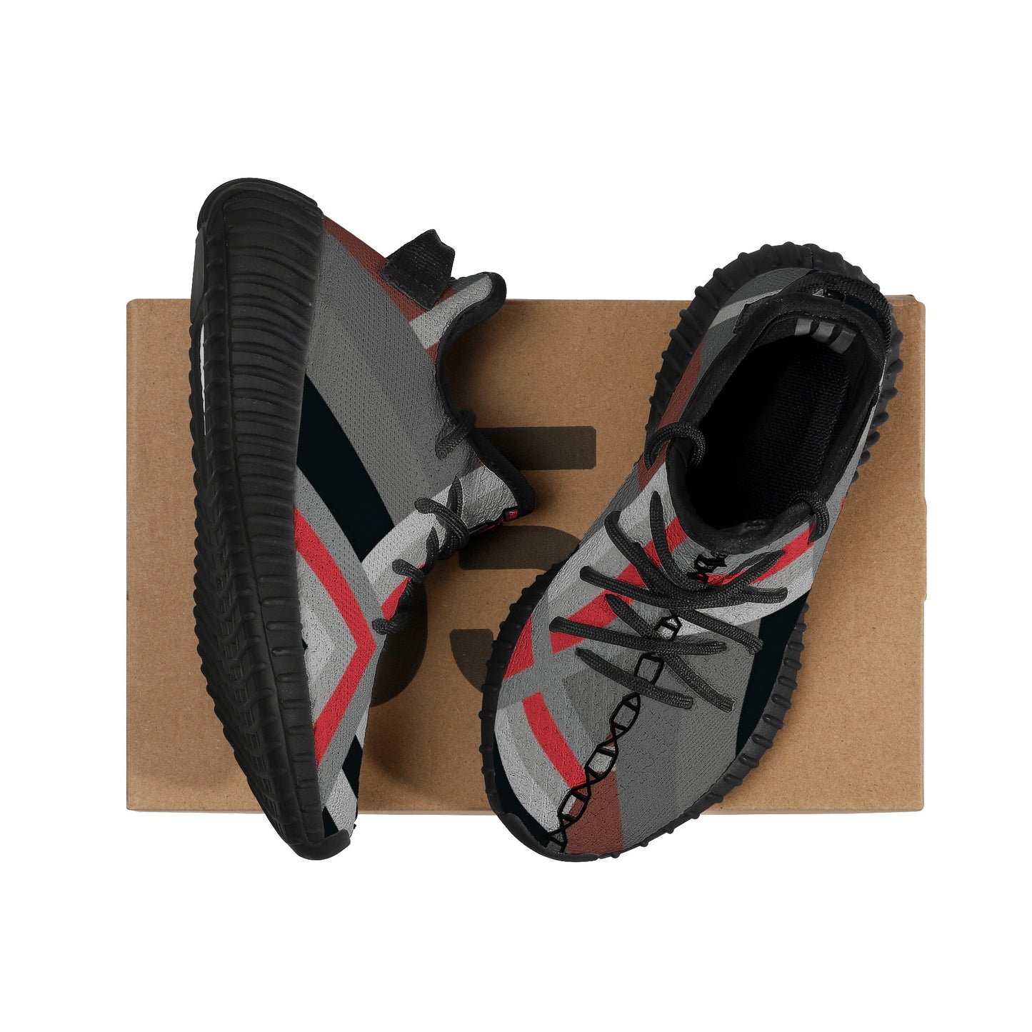 Kids Mesh Knit Sneaker - Black/Red