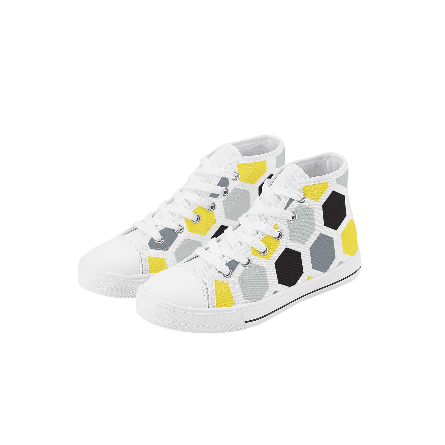 Kids High Top Sneakers - Black/Yellow
