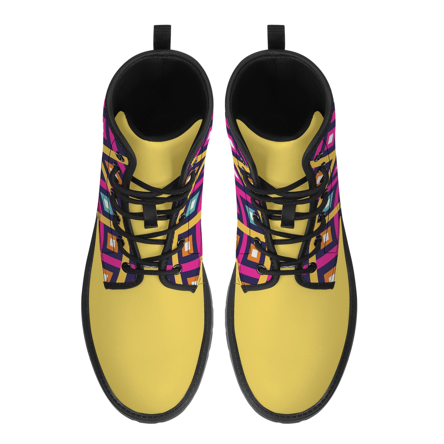 Unisex Synthetic Leather Boots - Geometric