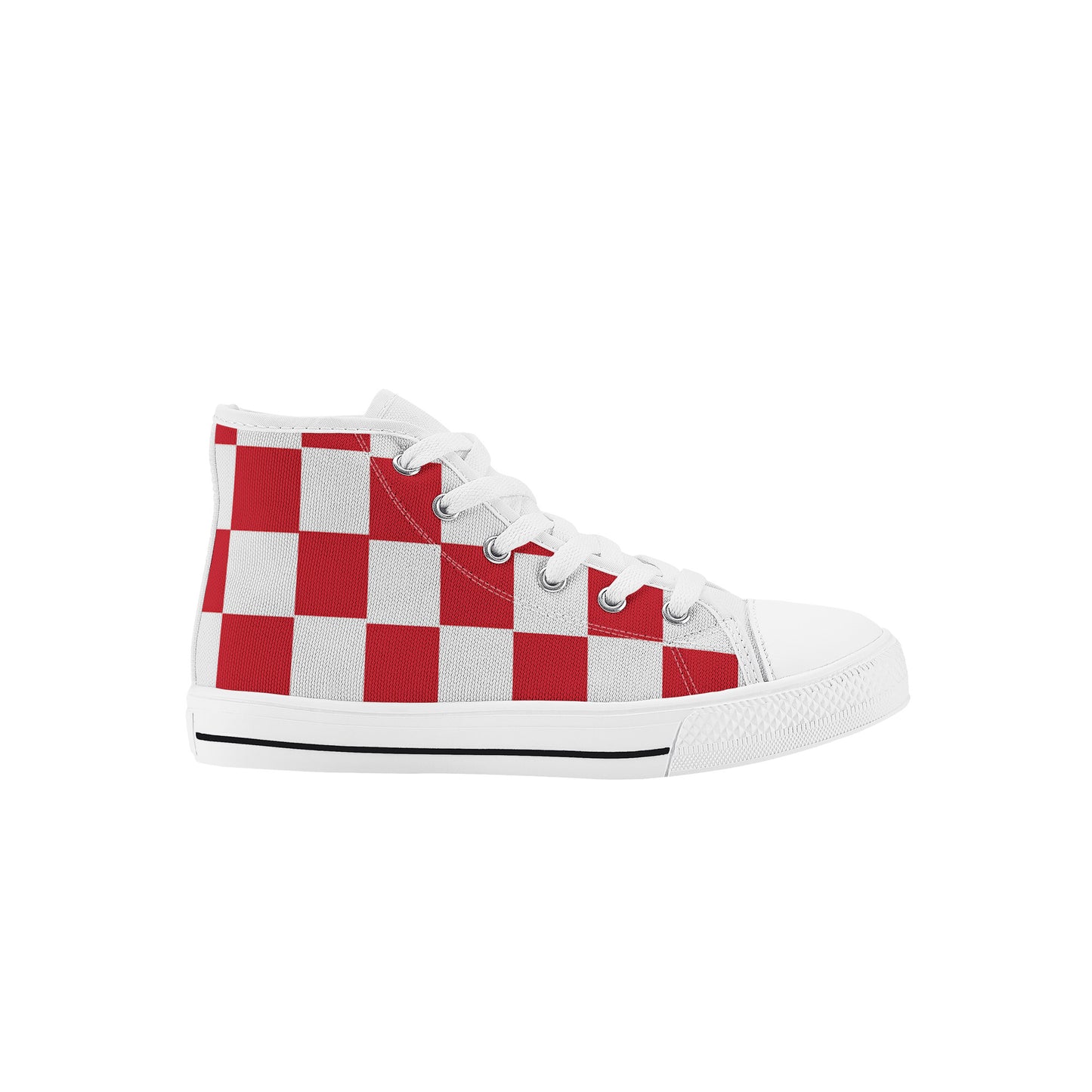 Kids High Top Sneakers - Red Checkers