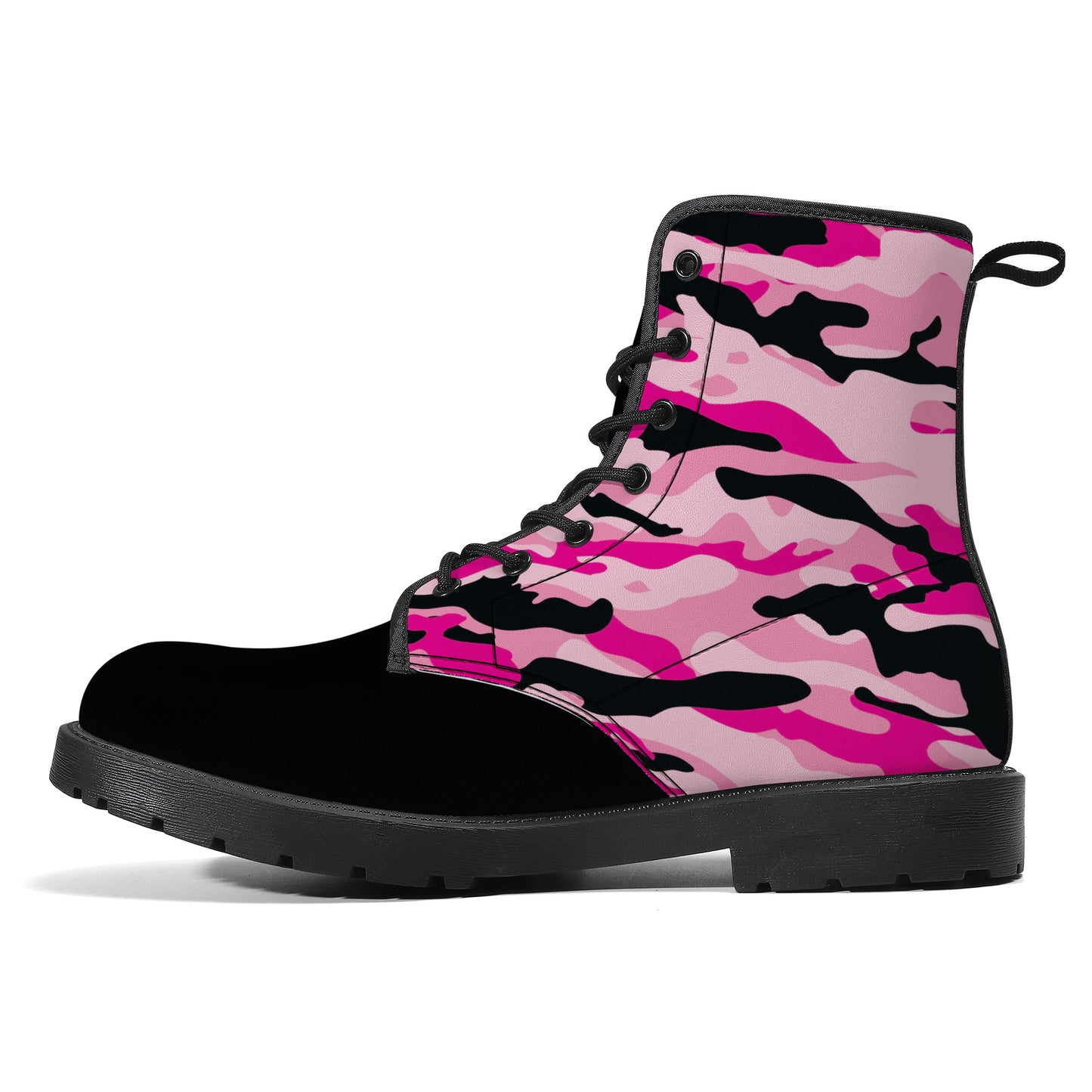 Unisex - Synthetic Leather Boots - Pink Camoflauge